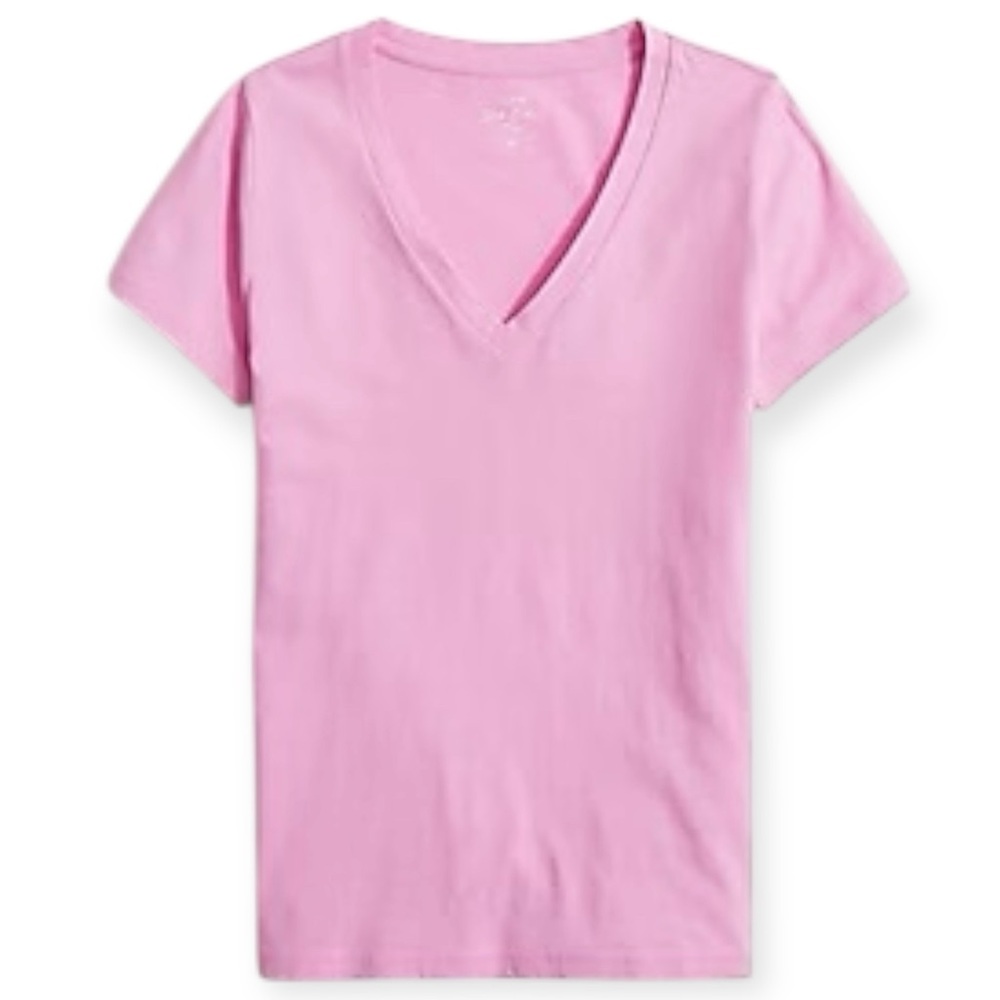 J. CREW Tee V-Neck T-Shirt Vintage Slub Cotton Lotus Bloom Pink Short Sleeve NWT